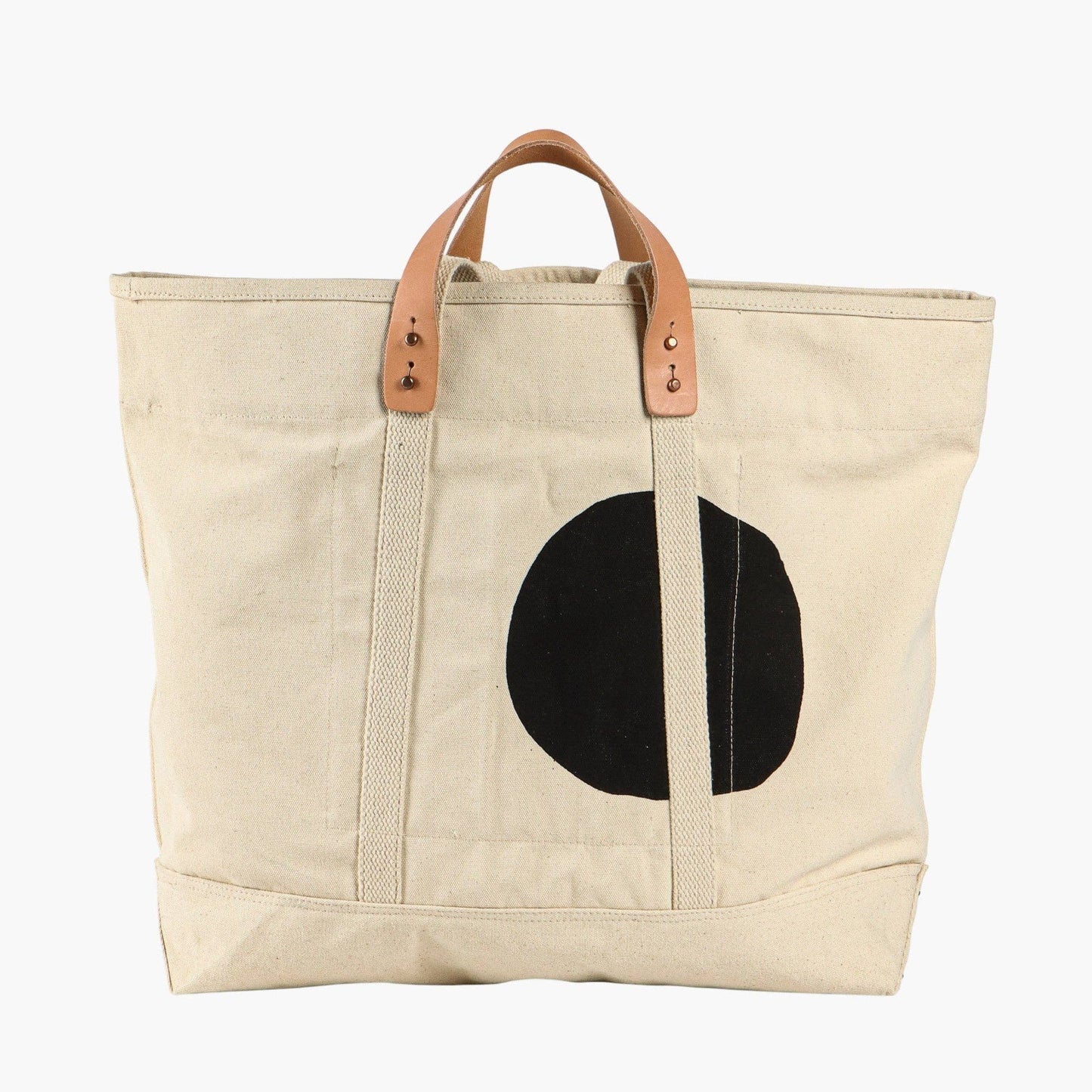 Large East West Tote | Black Polka