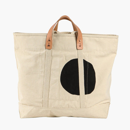 Large East West Tote | Black Polka
