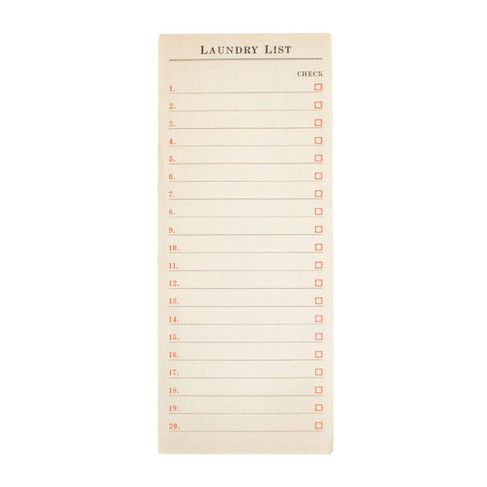 Laundry List Skinny Notepad 4" x 10"