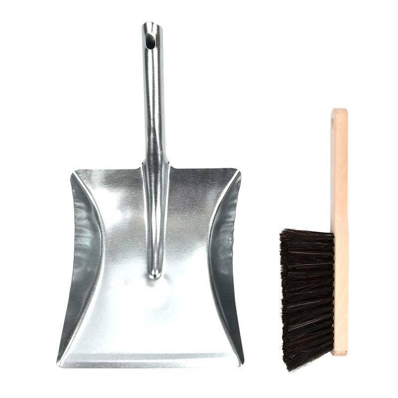 Hand Dust Pan and Broom, Metal/Wood