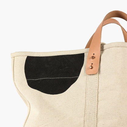 Large East West Tote | Black Polka