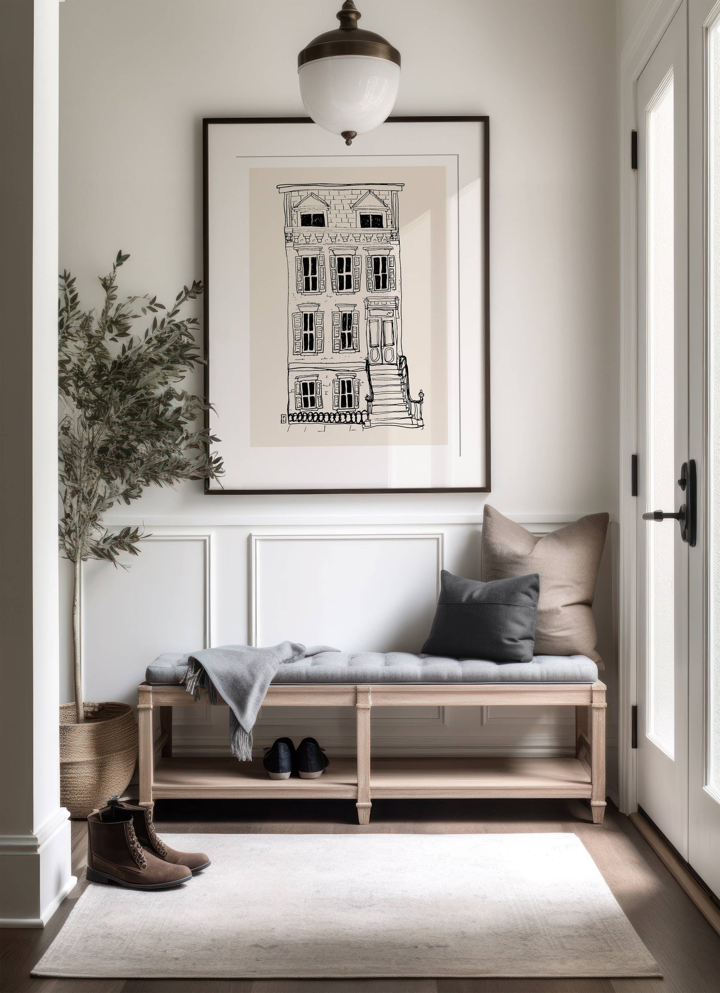 Brownstone Art Print: Minimalist New York Architecture
