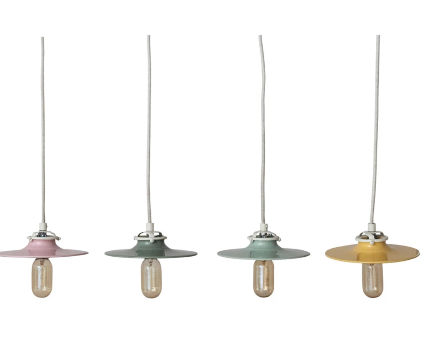Stoneware Pendant Lamp, 6' Fabric Cord, 4 Colors (Hardwire Only)