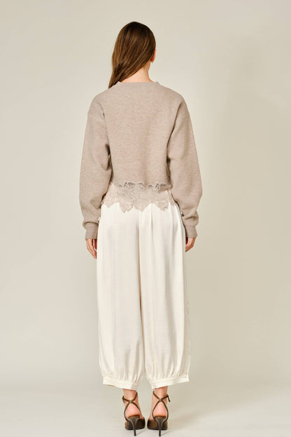 SATIN SHIRRING BAGGY DRESSY PANTS