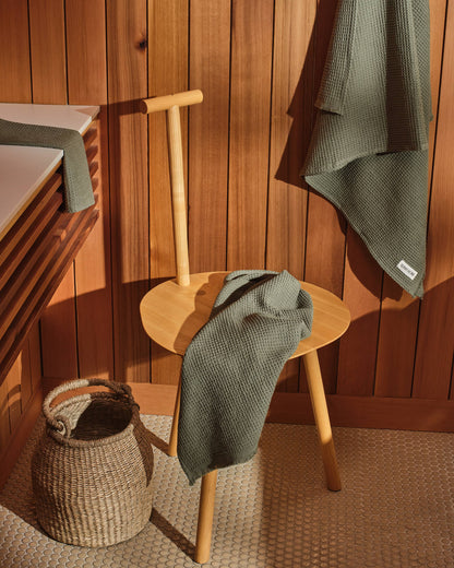 Quick Dry Soft Waffle Cotton Hand Towel | Olive Green