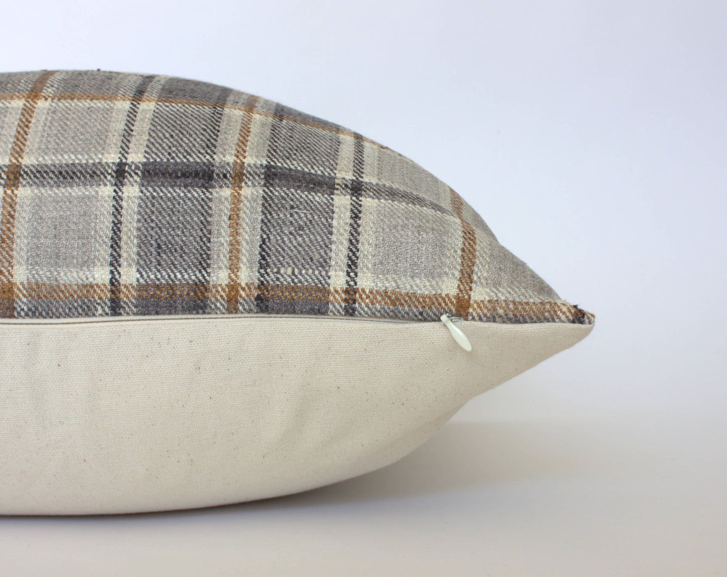 Brown Plaid Throw Pillow Cover, Neutral Beige Pillow | Nolan