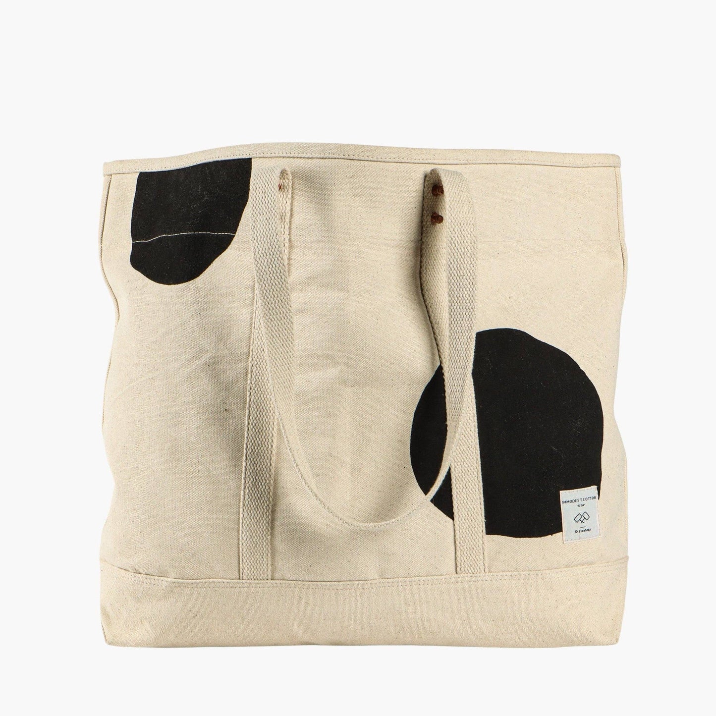 Large East West Tote | Black Polka