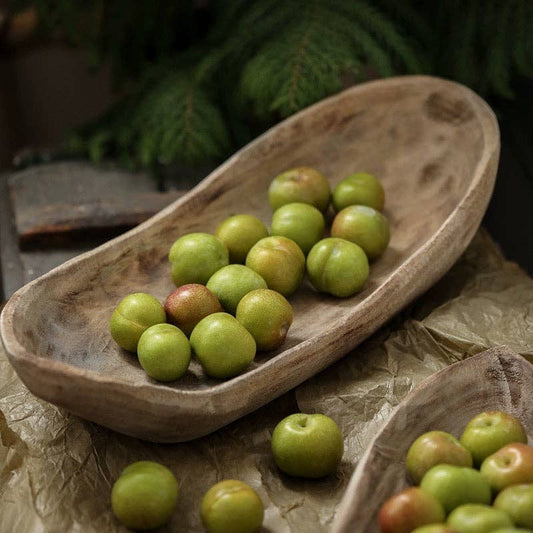 Retro Wooden Boat-Shaped Fruit Platter