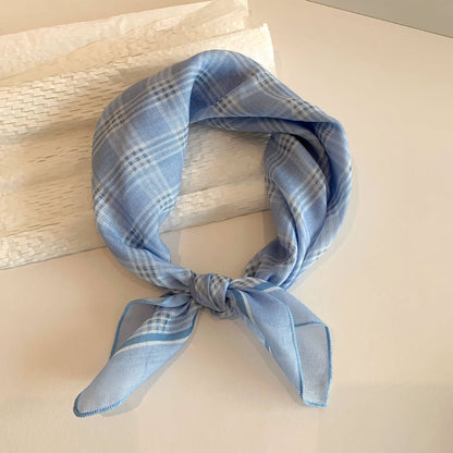 Polka Dot Stripes Blue Floral square scarf bandana