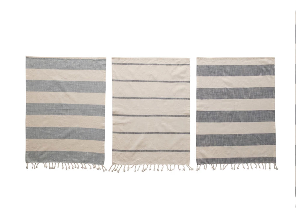 Striped Tea Towels with Tassels, Set of