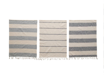 Striped Tea Towels with Tassels, Set of