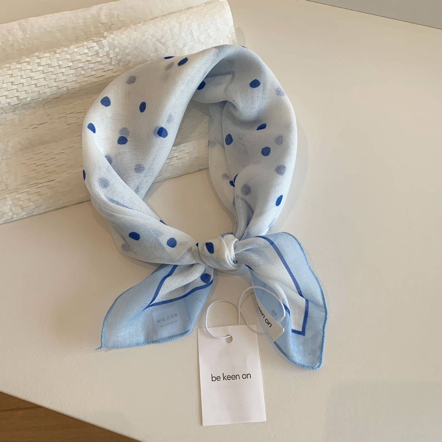 Polka Dot Stripes Blue Floral square scarf bandana