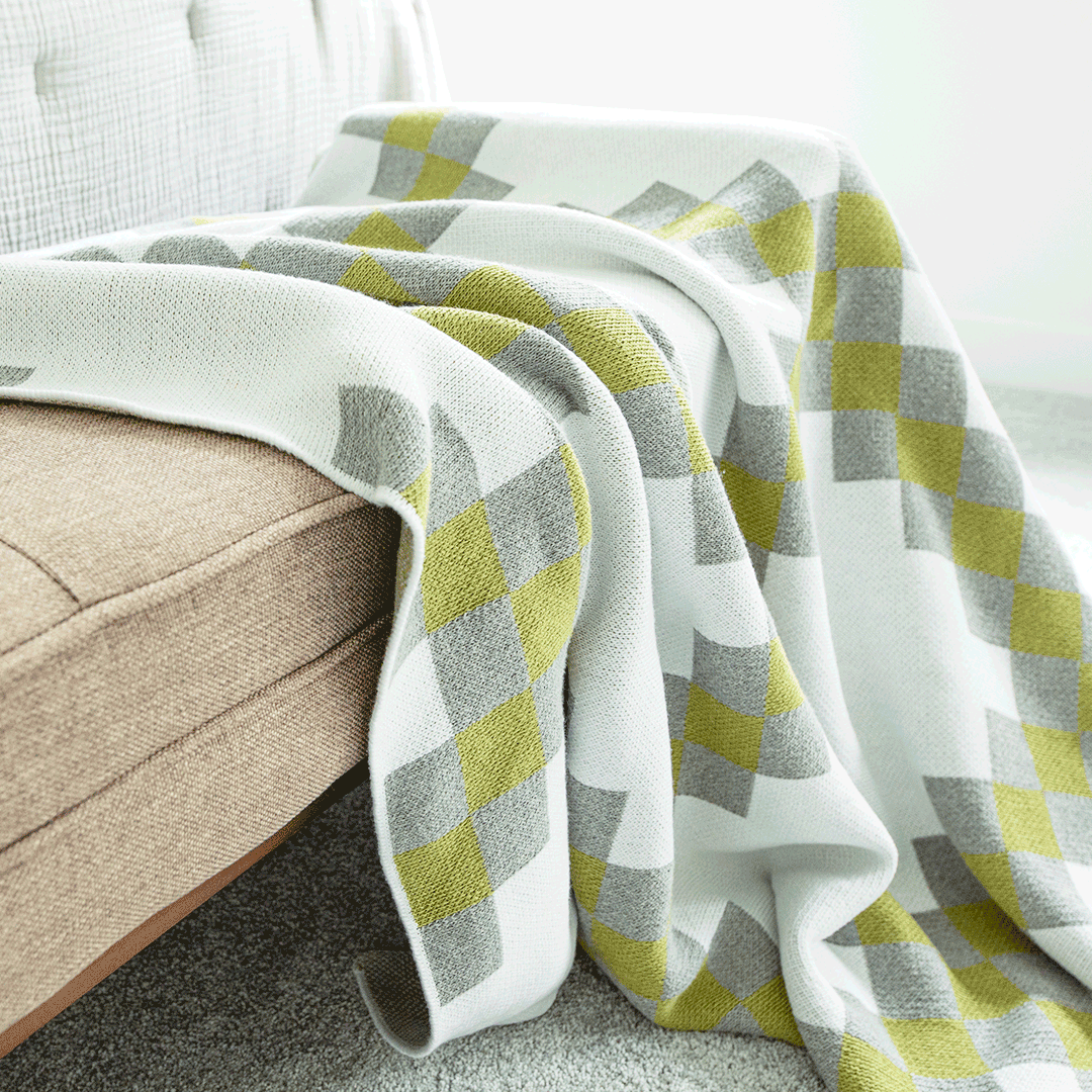 Baile Geometric Throw Blanket - Checkered, Irish-Inspired