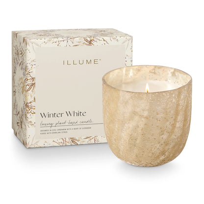 Winter White Large Crackle Candle