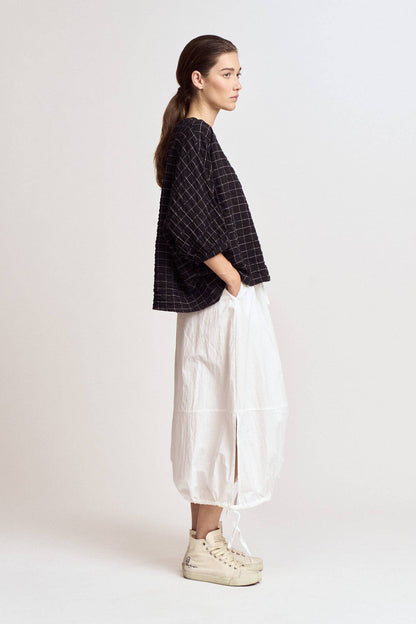 CHECK PRINT GAUZE BLOUSE