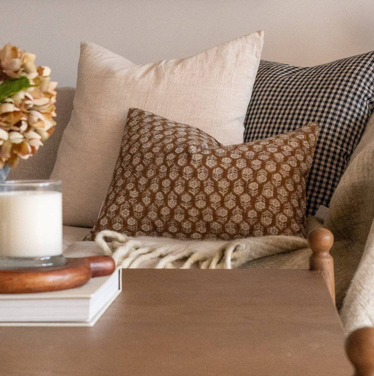 BETSY Linen Block-print Pillow Cover
