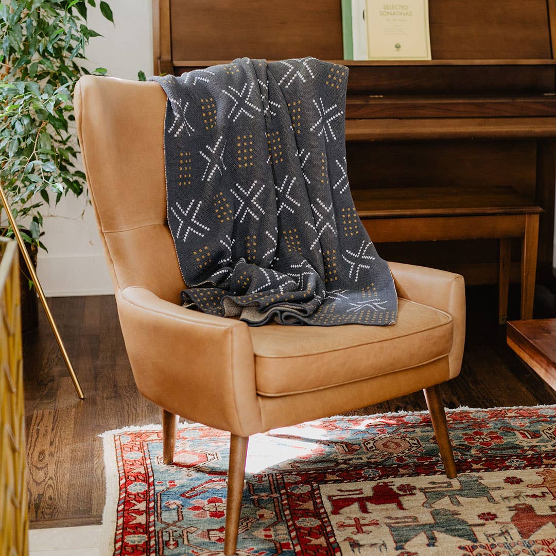 Birifini Throw Blanket - Mudcloth, Boho