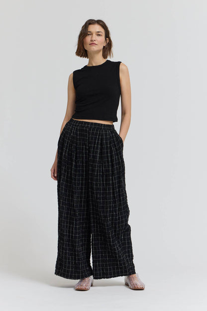 CHECK PRINT GAUZE PANTS