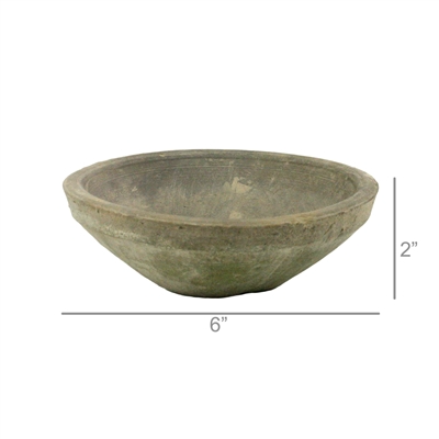 Rustic Terra Cotta Bowl - Sm - Moss Grey