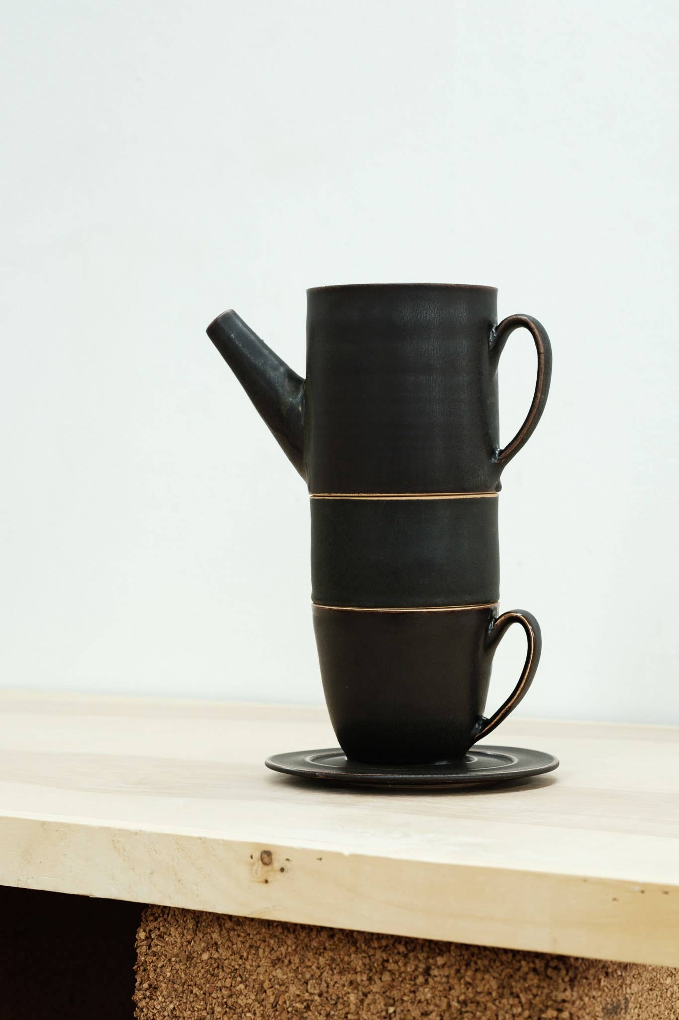 Stacking Ceramics Black Matte Teapot