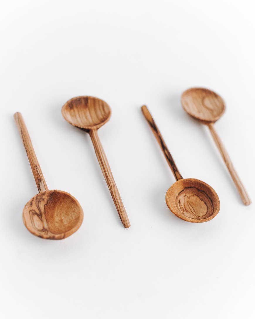 Olive Wood Condiment Spoons | Set of 4