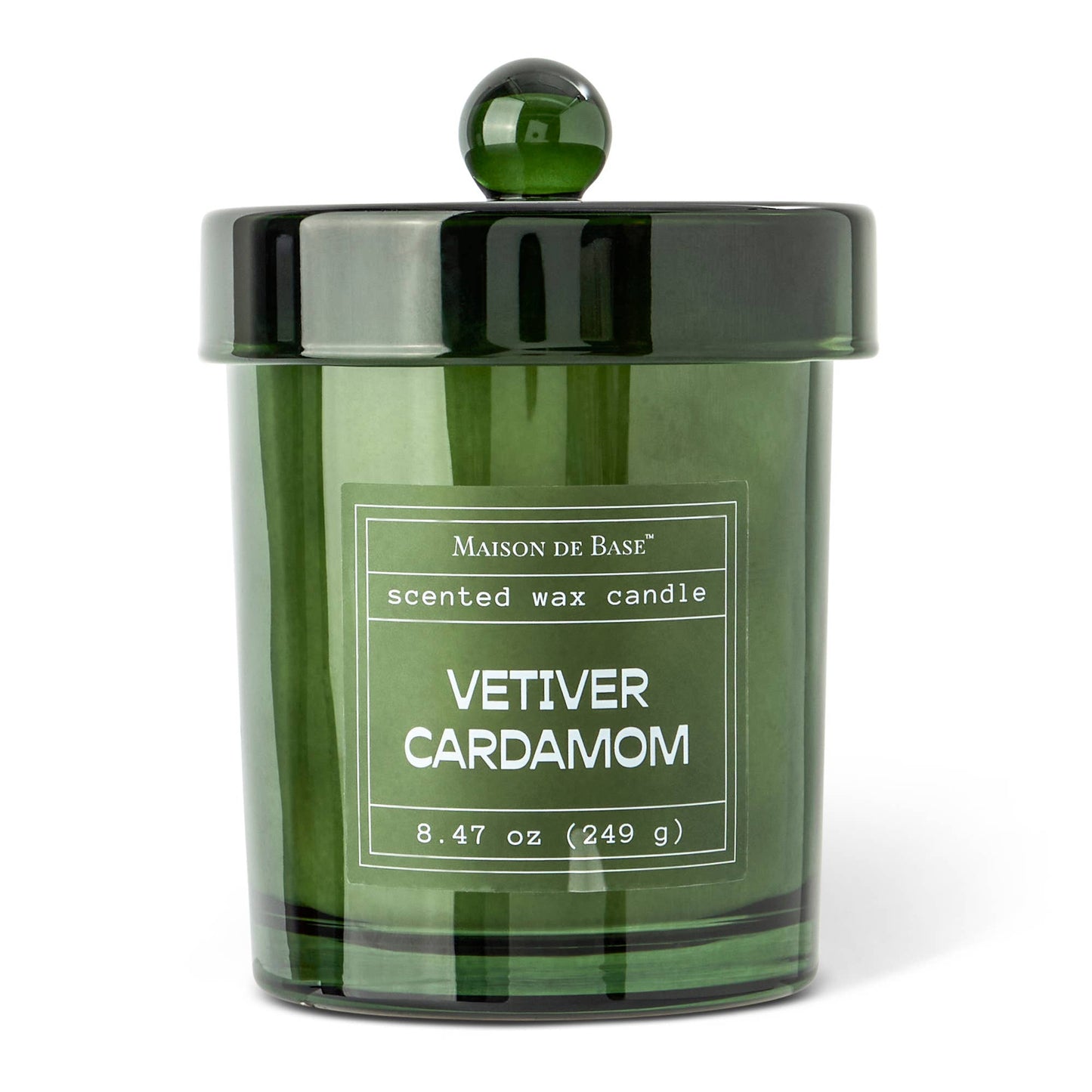 8.47oz Tall Round Scented Glass Candle  - Vetiver Cardamom