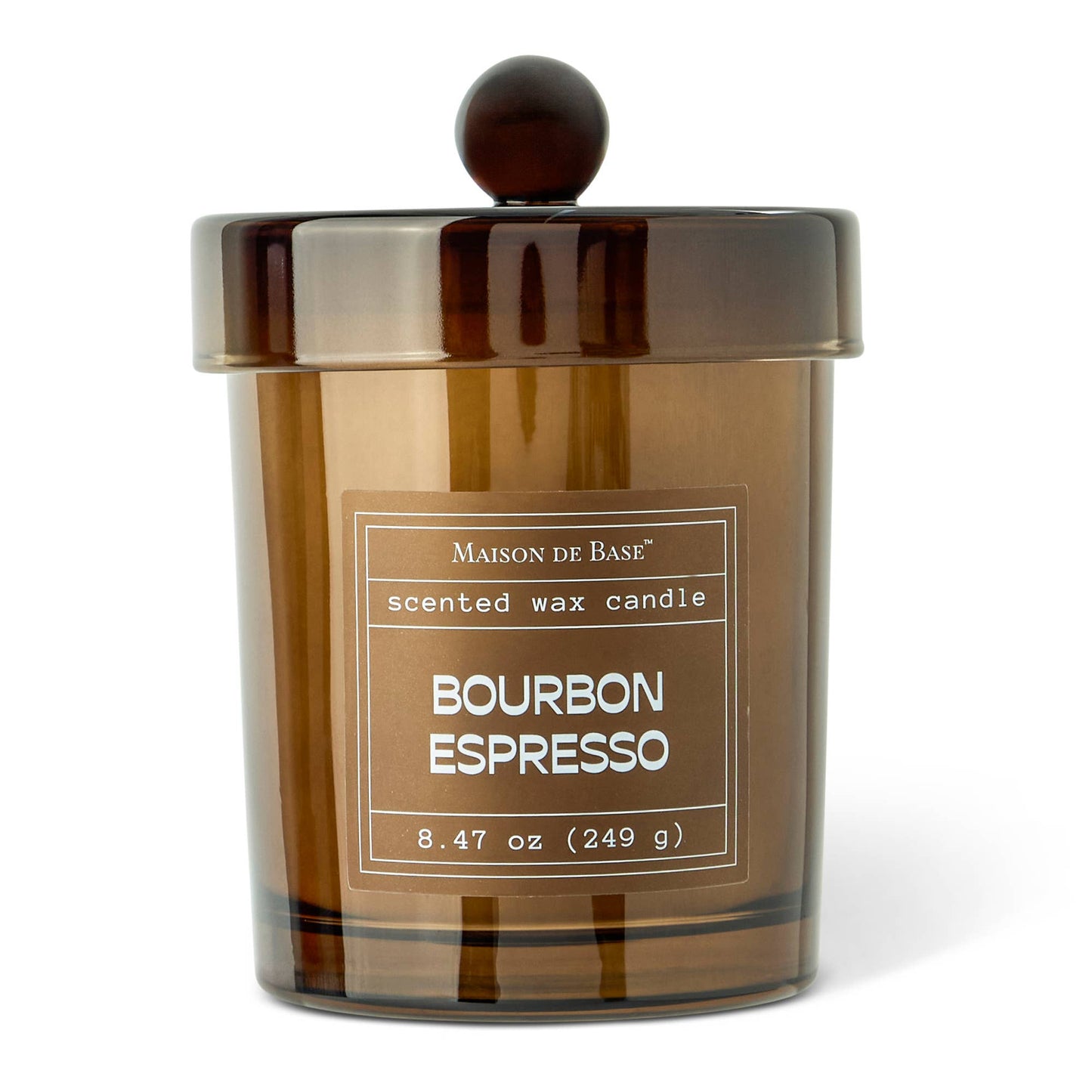 8.47oz Tall Round Scented Glass Candle  - Bourbon Espresso