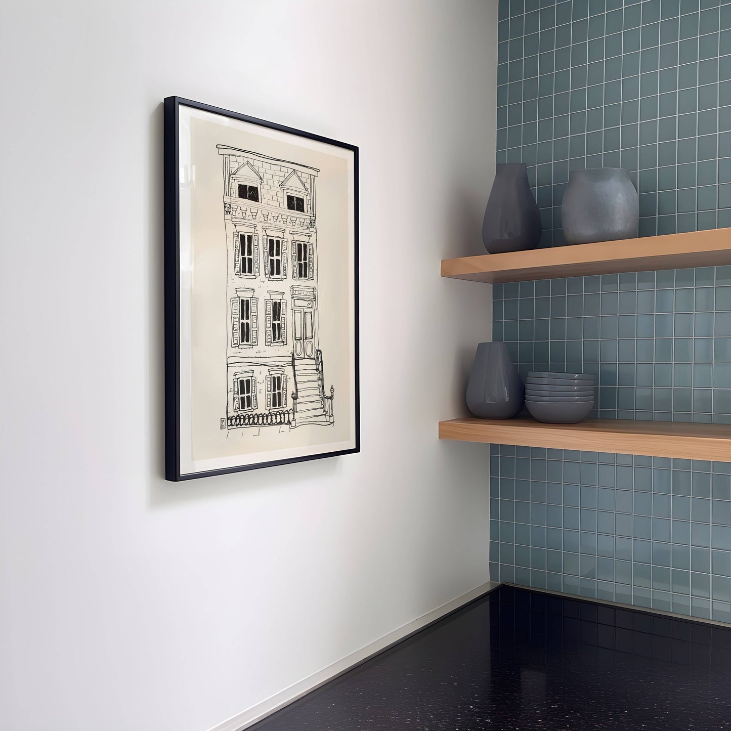 Brownstone Art Print: Minimalist New York Architecture