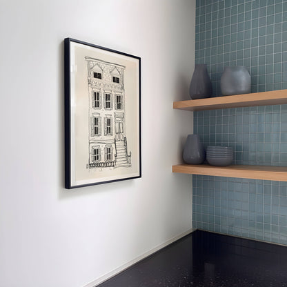 Brownstone Art Print: Minimalist New York Architecture