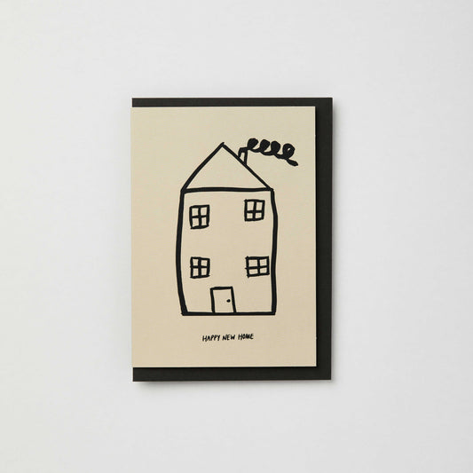 Happy new home card with house illustration