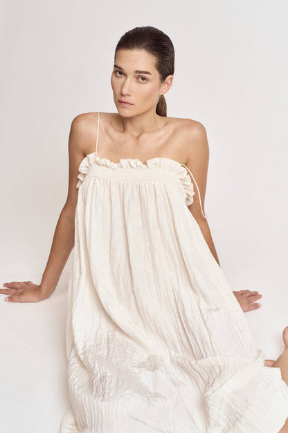 CRINKLE COLUMN DRESS