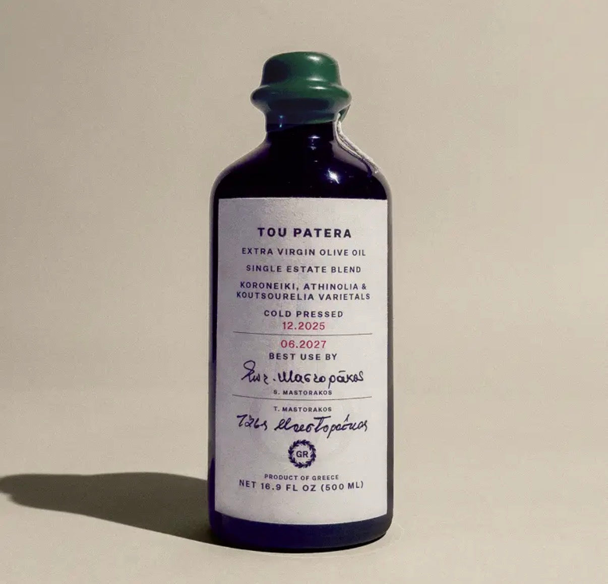A high quality, multi-use extra virgin olive oil in a glass bottle with a convenient pour spout and sealed with wax to maintain freshness.

 * Single estate blend, cold pressed from fresh Greek olives and milled promptly to preserve integrity 
 * Ultra-lo