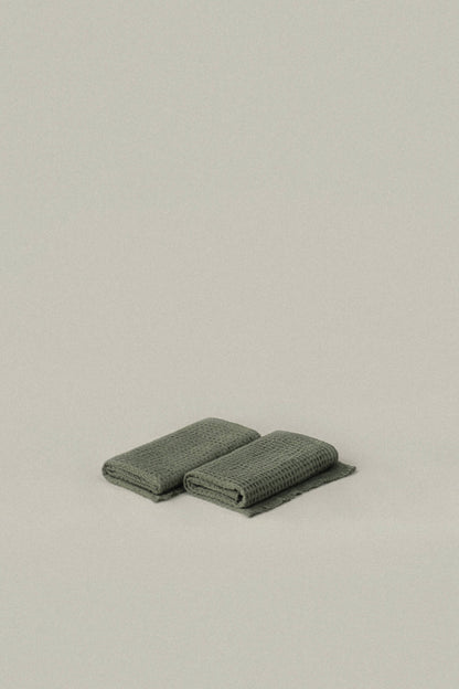 Quick Dry Soft Waffle Cotton Hand Towel | Olive Green