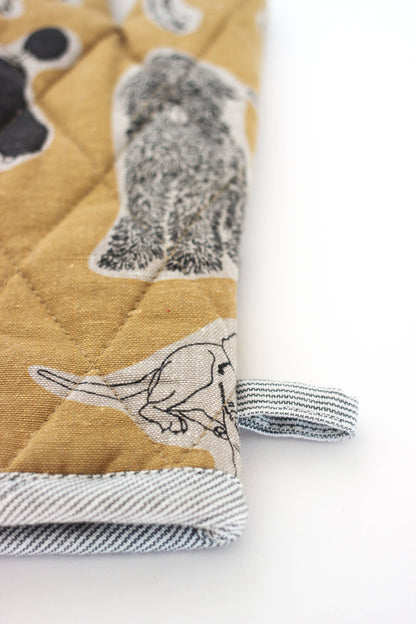 Oven Glove Dog Print Yellow Sunset