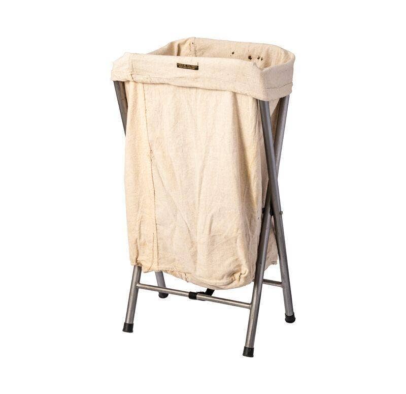 VINTAGE FOLDING LAUNDRY HAMPER - OFF WHITE