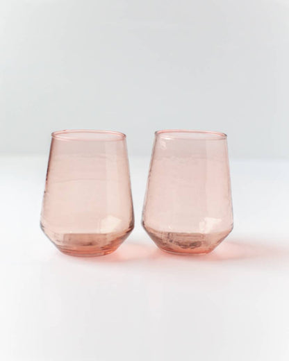 Handblown Hammered Glass Water Tumbler