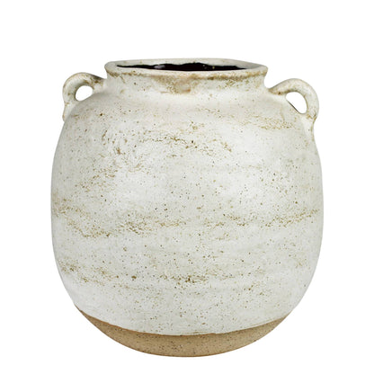 Pot with Handles, Ceramic, White - Sm