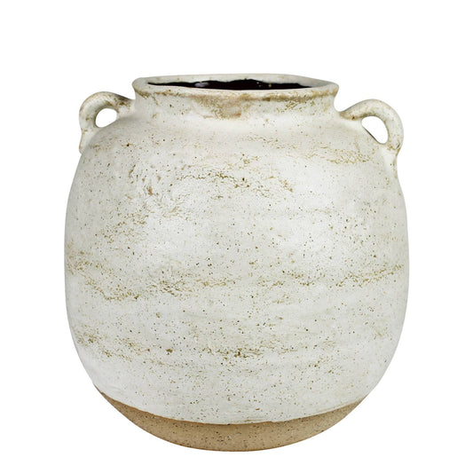Pot with Handles, Ceramic, White - Sm