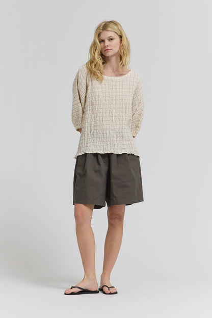 CHECK PRINT GAUZE BLOUSE