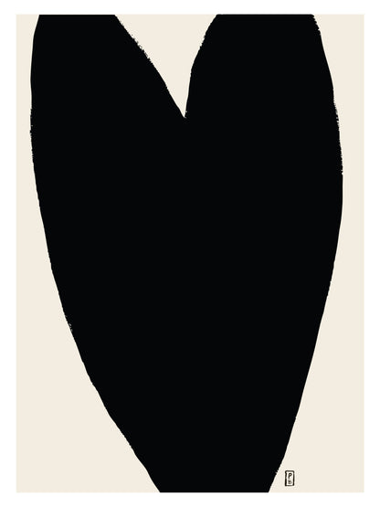 Black Heart Abstract Art Print: Modern Home Decor