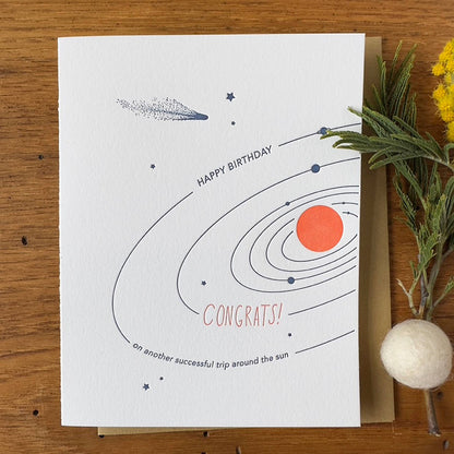 Letterpress Card Trip Around the Sun