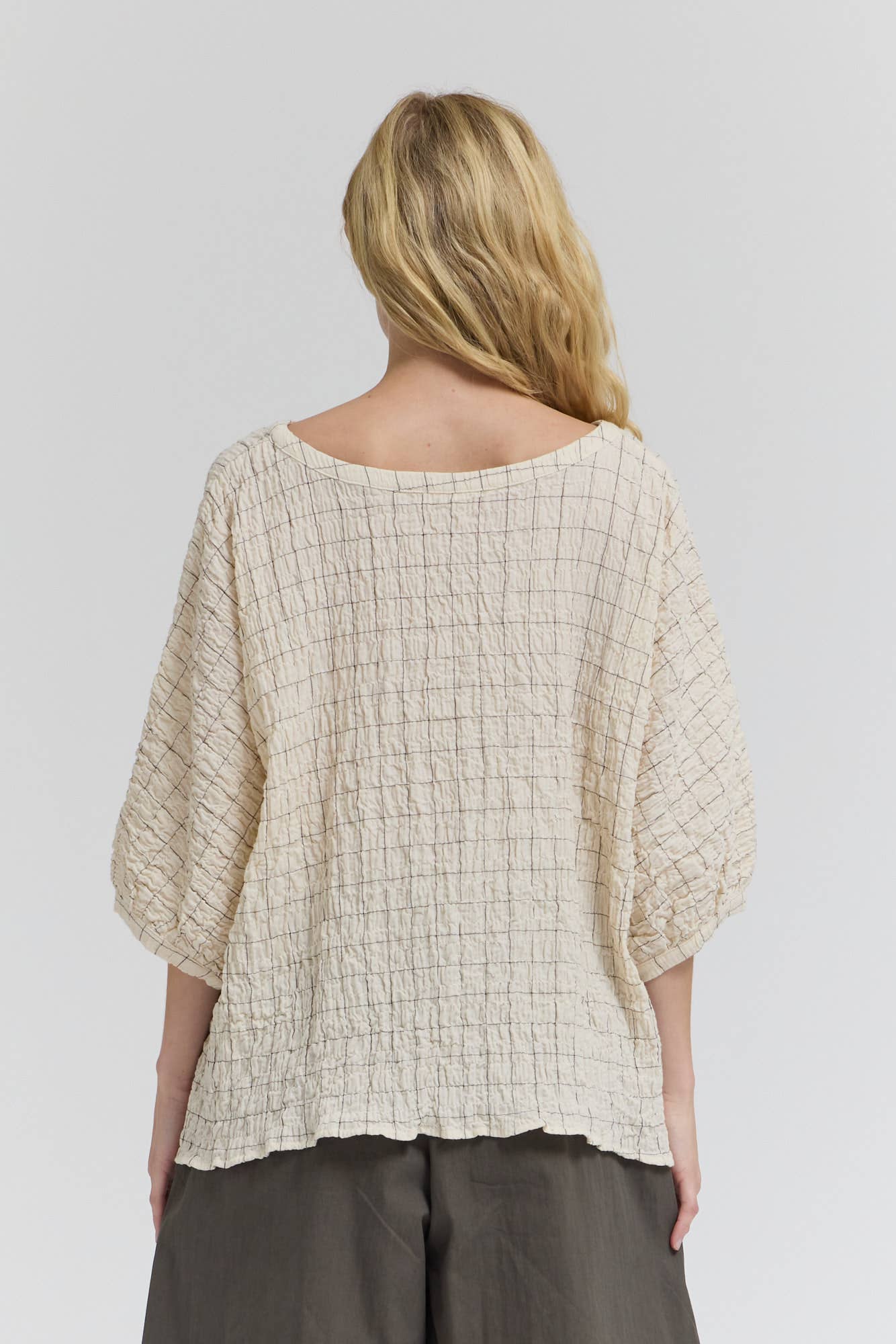 CHECK PRINT GAUZE BLOUSE