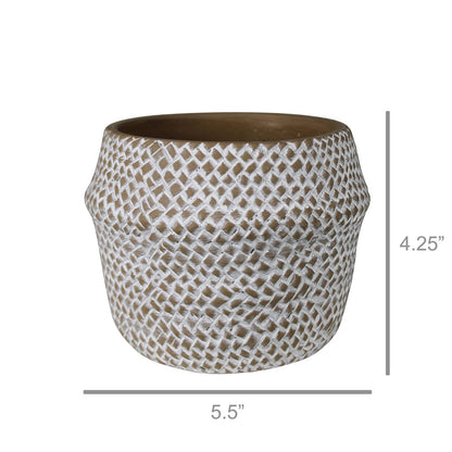 Medina Basket Cachepot, Cement - Sm