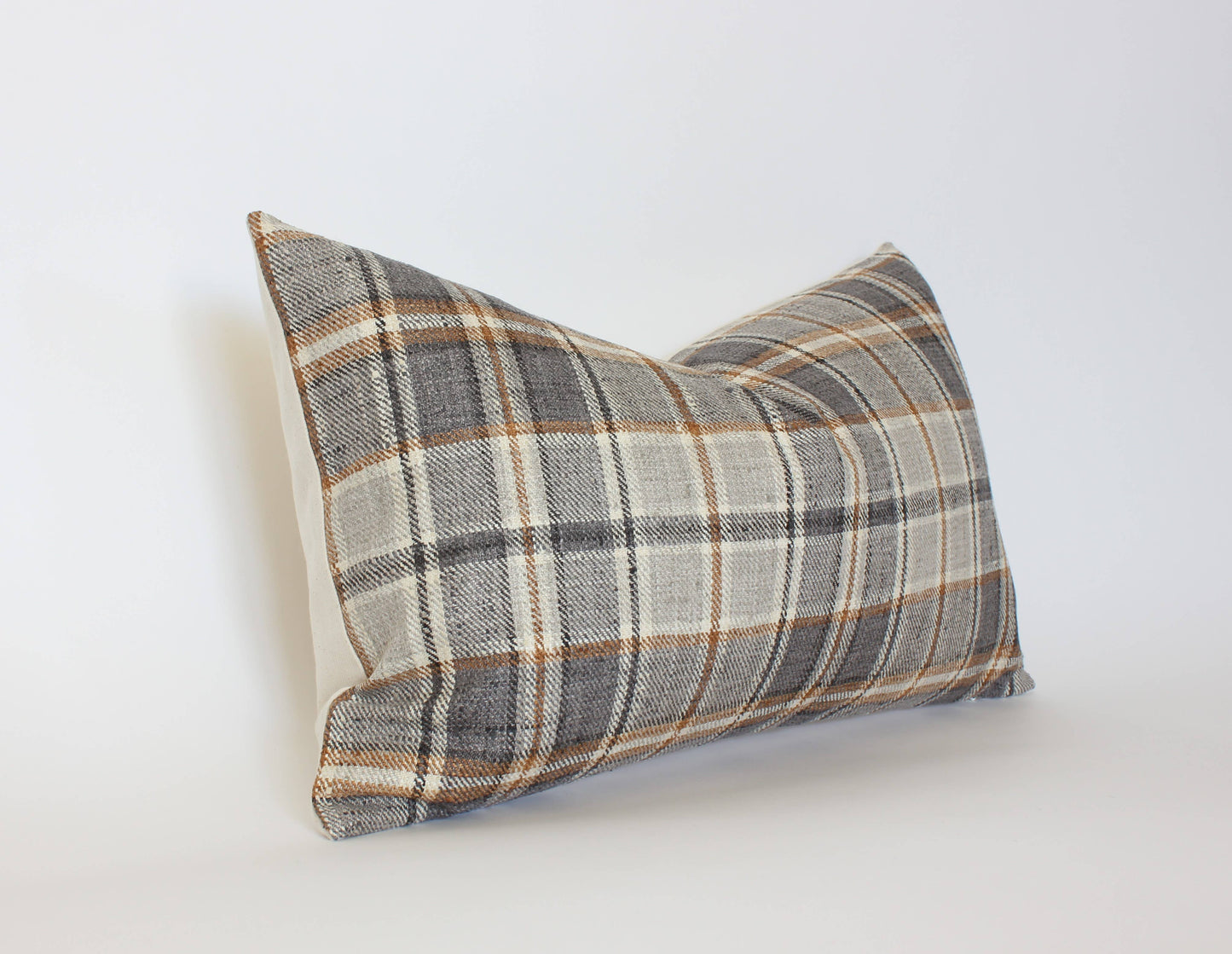Brown Plaid Throw Pillow Cover, Neutral Beige Pillow | Nolan