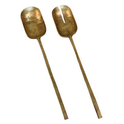 Hayes Salad Servers, Brass - Brass