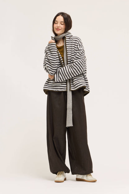 STRIPE ZIP-UP FLEECE JACKET