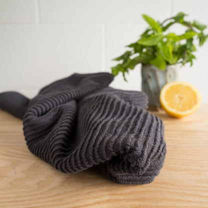 Ripple Black Turkish Cotton Dishtowel