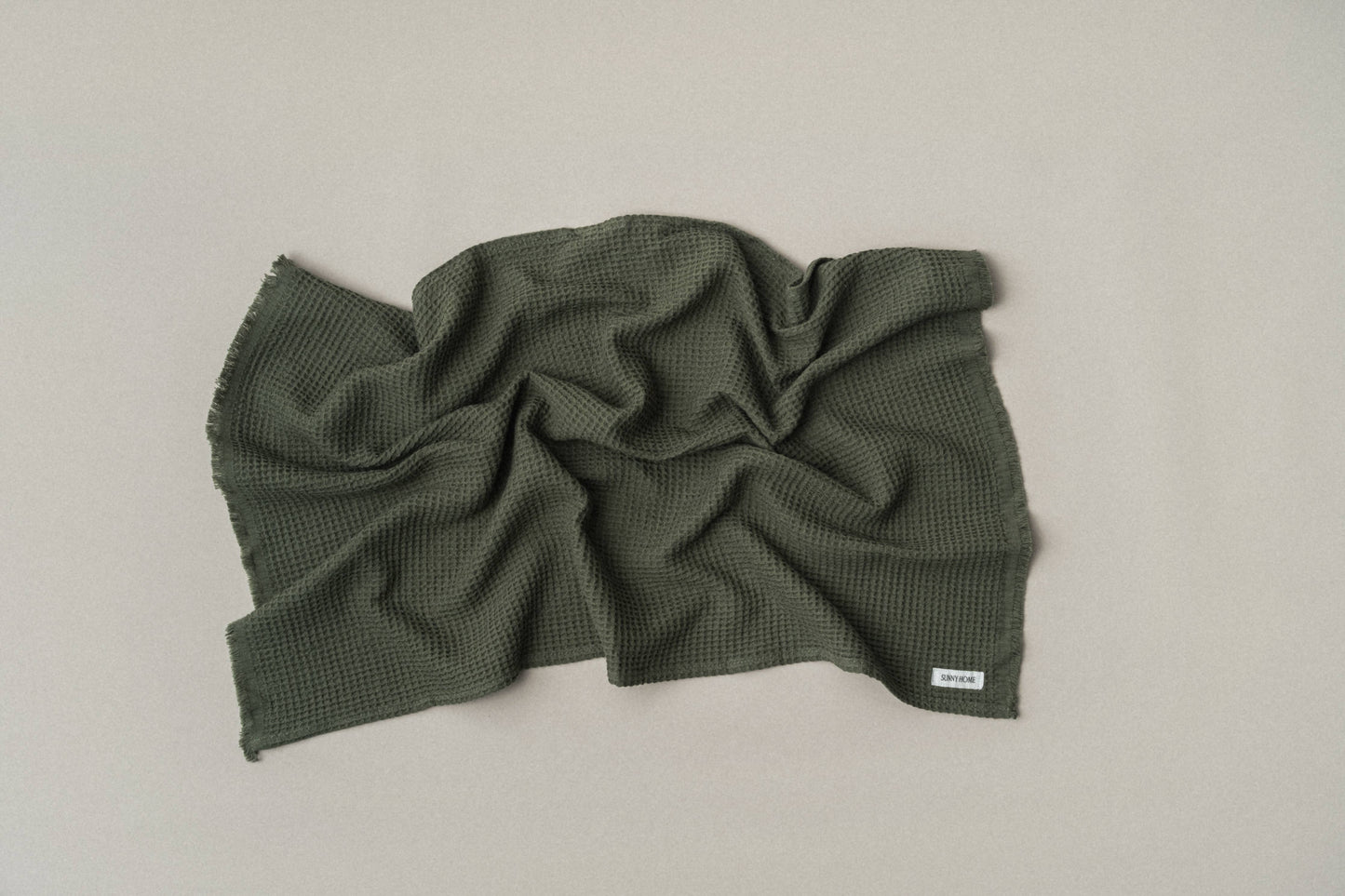 Quick Dry Soft Waffle Cotton Hand Towel | Olive Green