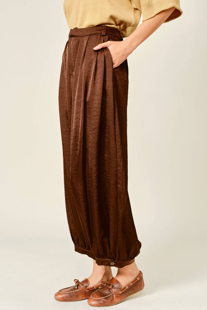 SATIN SHIRRING BAGGY DRESSY PANTS