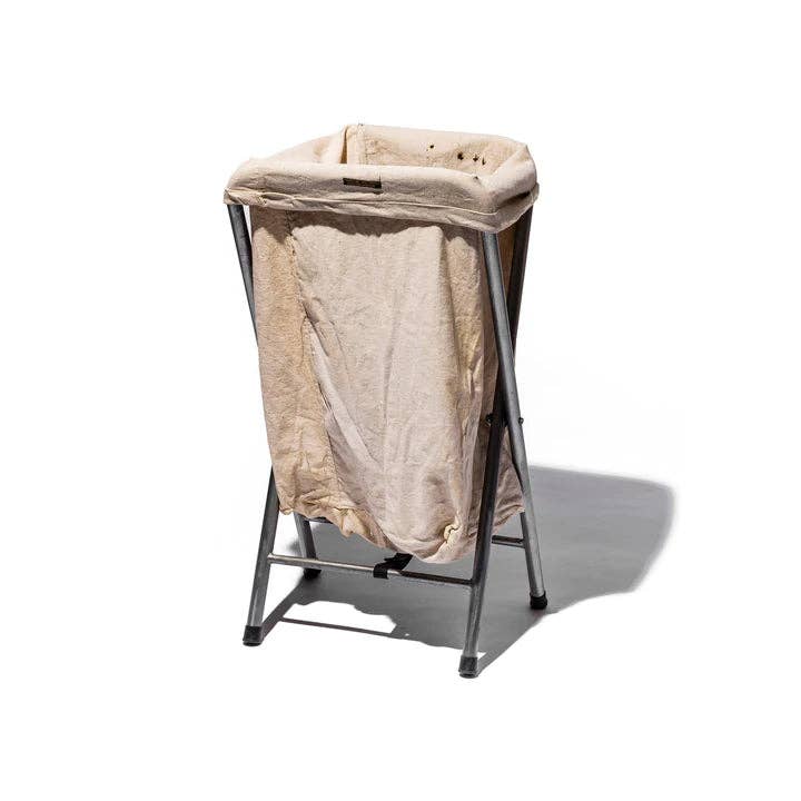 VINTAGE FOLDING LAUNDRY HAMPER - OFF WHITE